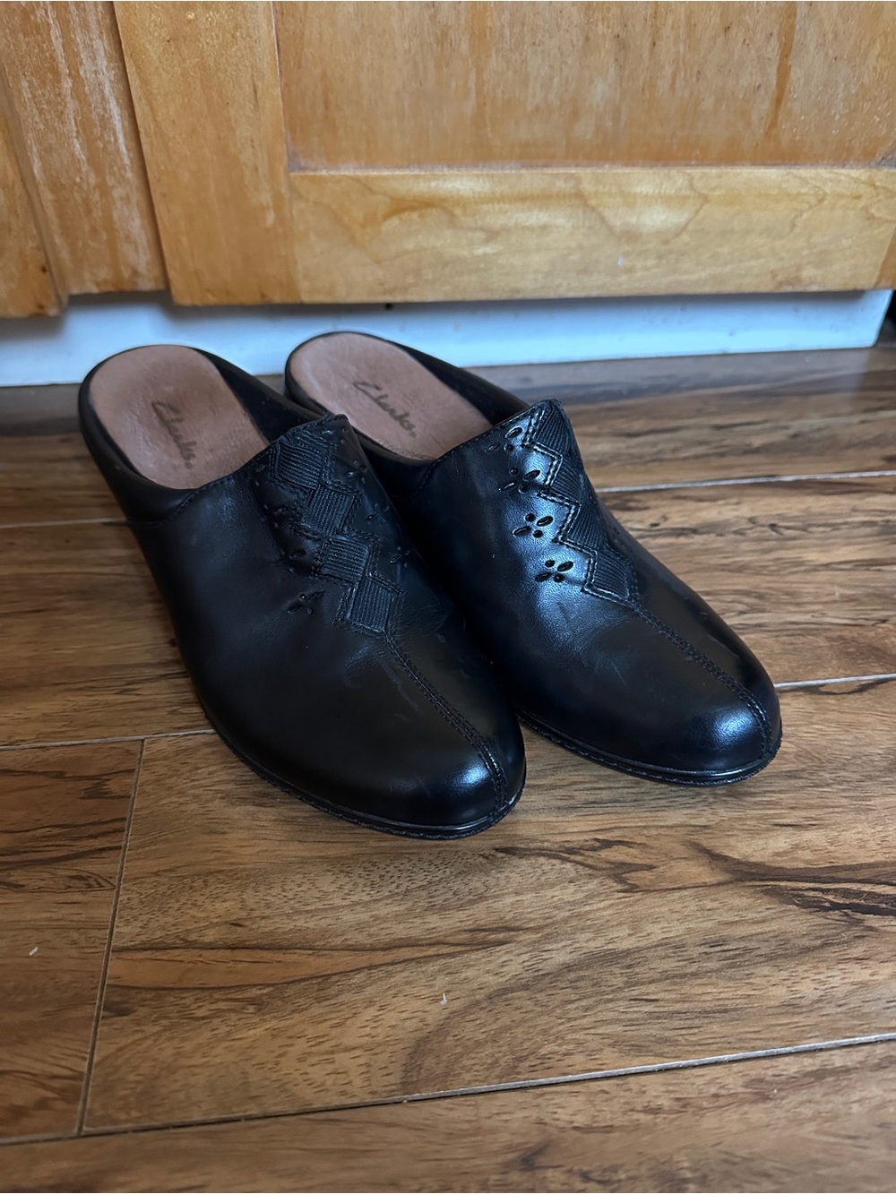 Clarks Black Leather Slip-On Clog